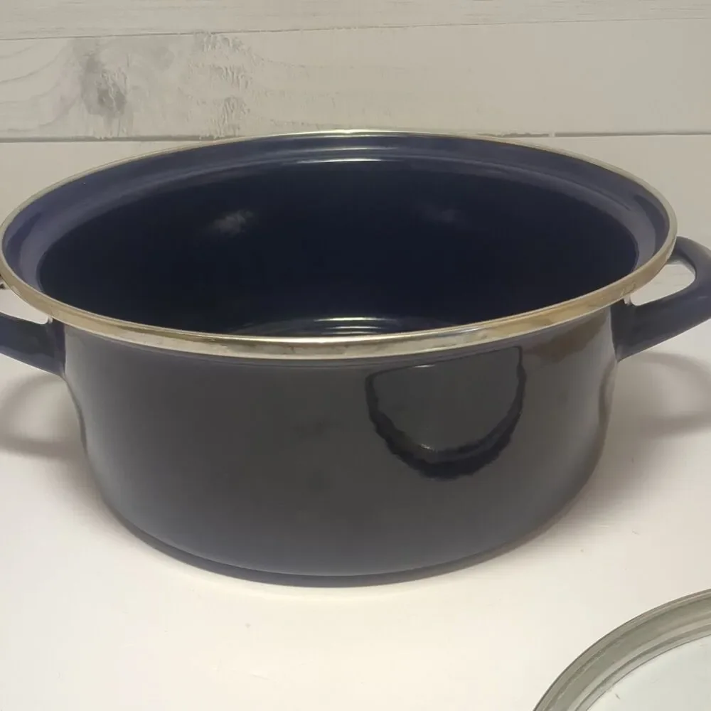 Vintage Chantal Cobalt Blue 5 Qt Dutch Oven Enamel On Steel 